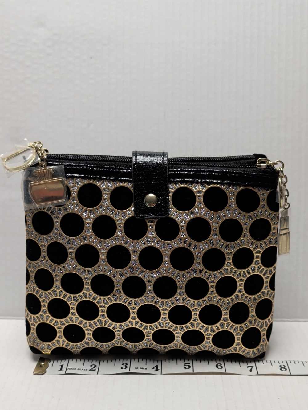 Dior Black and Gold Polka Dot Cosmetic Pouch